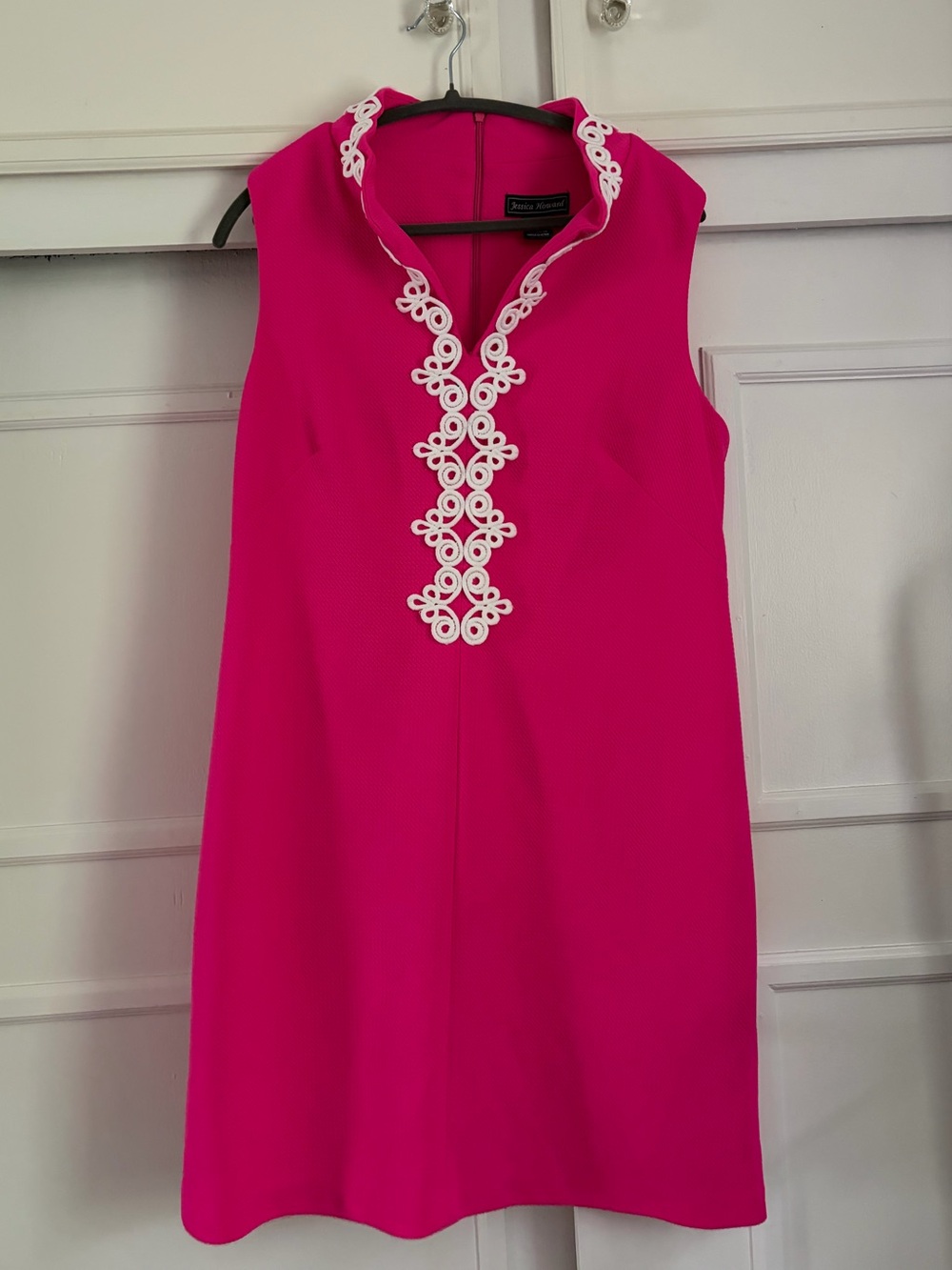 Hot pink Jessica Howard sleeveless dress; size 16